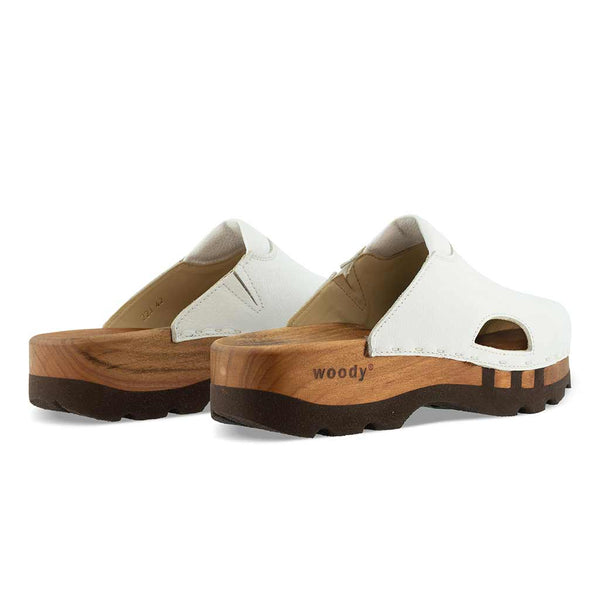 [Weiss] Lissabon Clog, Clogs Damen und Clogs Herren Lissabon woody Holzclog als Unisex Clog lissabon, arbeits-clogs unisex und biegsamer nachhaltiger holzsohle, farbe: weiss, holzclogs woody, woody schuhe, woody shoes, handgemachte holzschuhe aus österreich, kärnten