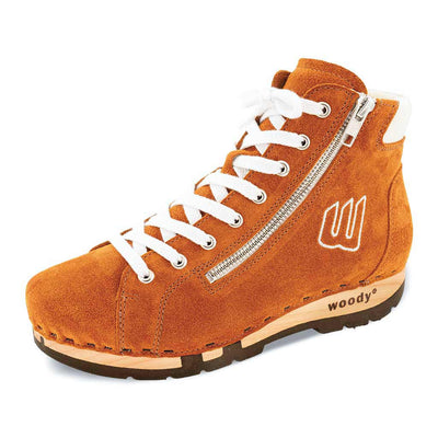 [Papaya-Creme] Roxy Damen Clog Sneaker Papaya woody Schuhe, Damen Sneaker Clogs, Damenclogs roxy, clog sneakers für damen mit hohem schaft und biegsamer nachhaltiger holzsohle, farbe: papaya-creme (orange-naturweiss), holzclogs woody, woody schuhe, woody shoes, handgemachte holzschuhe aus österreich, kärnten