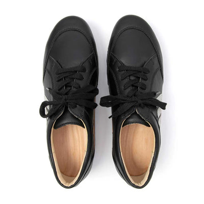 [Schwarz-Silber Glitzer] Abby Damen Clog Sneaker glam line mit biegsamer nachhaltiger holzsohle, farbe: schwarz holzclogs woody, woody schuhe, woody shoes, handgemachte holzschuhe aus österreich, kärnten