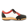 [Nero-Rosso] Abby Damen Clog Sneaker mit biegsamer nachhaltiger holzsohle, farbe: nero-rosso (schwarz-rot-weiss), holzclogs woody, woody schuhe, woody shoes, handgemachte holzschuhe aus österreich, kärnten