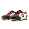 [Nero-Rosso] Abby Damen Clog Sneaker mit biegsamer nachhaltiger holzsohle, farbe: nero-rosso (schwarz-rot-weiss), holzclogs woody, woody schuhe, woody shoes, handgemachte holzschuhe aus österreich, kärnten