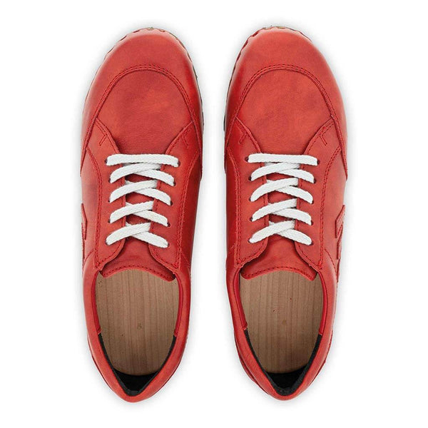[Rosso] Abby Damen Clog Sneaker mit biegsamer nachhaltiger holzsohle, farbe: rosso (rot), holzclogs woody, woody schuhe, woody shoes, handgemachte holzschuhe aus österreich, kärnten