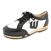 [Schwarz-Weiss] Abby Damen Clog Sneaker mit biegsamer nachhaltiger holzsohle, farbe: schwarz-weiss (Glattleder), holzclogs woody, woody schuhe, woody shoes, handgemachte holzschuhe aus österreich, kärnten