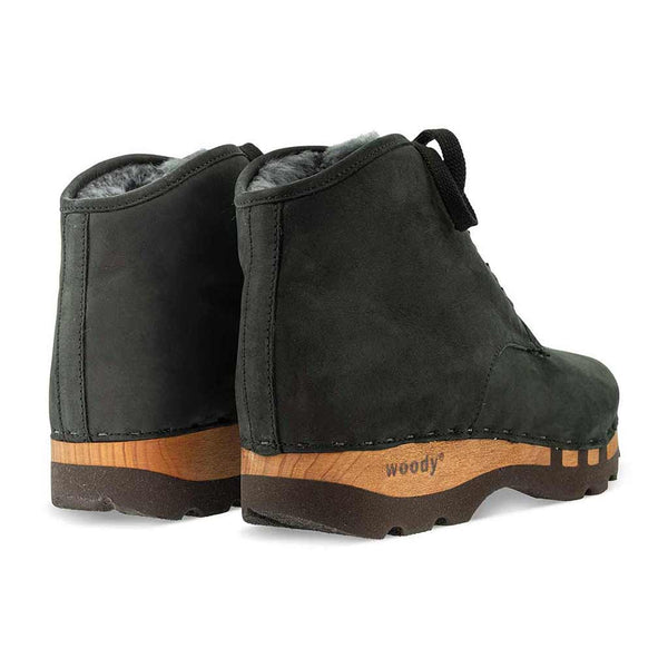[Nero] Adam Herren Clog Ankle Boot stiefel gefüttert. winterstiefelette herren clogs, gefütterte holzclogs. woody holzschuhe gefüttert. winter schuhe holzclog, holzschuhe, woody schuhe, holz schuhe, holzclogs fell kaufen, farbe: nero (schwarz)