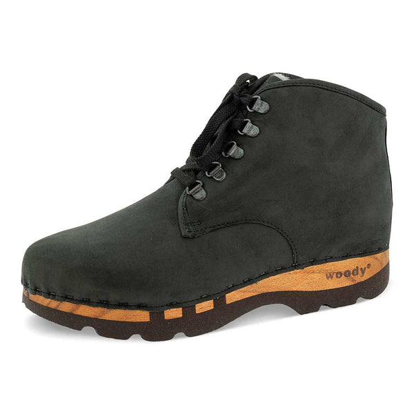 [Nero] Adam Herren Clog Ankle Boot stiefel gefüttert. winterstiefelette herren clogs, gefütterte holzclogs. woody holzschuhe gefüttert. winter schuhe holzclog, holzschuhe, woody schuhe, holz schuhe, holzclogs fell kaufen, farbe: nero (schwarz)