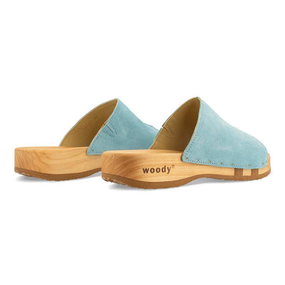 [Baby Blue] Anja Damen Clog Pantolette, farbe: baby-blue_clogs pantoletten damen mit biegsamer nachhaltiger weidenholzsohle, holzclogs woody, woody schuhe, woody shoes, handgemachte holzschuhe aus österreich, kärnten