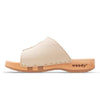 [Creme] Anja Damen Clog Pantolette, farbe: creme_clogs pantoletten damen mit biegsamer nachhaltiger weidenholzsohle, holzclogs woody, woody schuhe, woody shoes, handgemachte holzschuhe aus österreich, kärnten