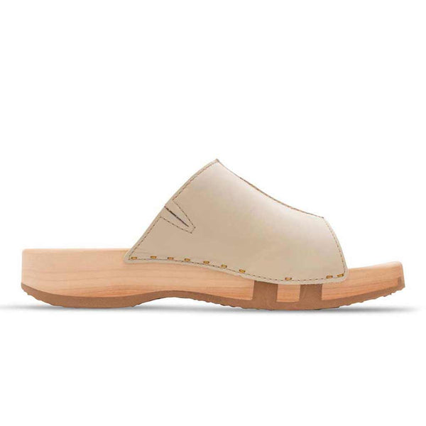 [Creme] Anja Damen Clog Pantolette, farbe: creme_clogs pantoletten damen mit biegsamer nachhaltiger weidenholzsohle, holzclogs woody, woody schuhe, woody shoes, handgemachte holzschuhe aus österreich, kärnten