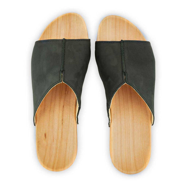 [Nero] Anja Damen Clog Pantolette, farbe: nero (schwarz)_clogs pantoletten damen mit biegsamer nachhaltiger weidenholzsohle, holzclogs woody, woody schuhe, woody shoes, handgemachte holzschuhe aus österreich, kärnten