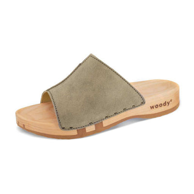 [Sand] Anja Damen Clog Pantolette, farbe: sand_clogs pantoletten damen mit biegsamer nachhaltiger weidenholzsohle, holzclogs woody, woody schuhe, woody shoes, handgemachte holzschuhe aus österreich, kärnten