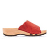 [Rosso] Anna Damen Clog Pantolette, farbe: rosso alias rot, damen clog pantolette mit biegsamer nachhaltiger weidenholzsohle, holzclogs woody, woody schuhe, woody shoes, handgemachte holzschuhe aus österreich, kärnten