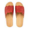 [Rosso] Anna Damen Clog Pantolette, farbe: rosso alias rot, damen clog pantolette mit biegsamer nachhaltiger weidenholzsohle, holzclogs woody, woody schuhe, woody shoes, handgemachte holzschuhe aus österreich, kärnten