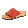 [Rosso] Anna Damen Clog Pantolette, farbe: rosso alias rot, damen clog pantolette mit biegsamer nachhaltiger weidenholzsohle, holzclogs woody, woody schuhe, woody shoes, handgemachte holzschuhe aus österreich, kärnten