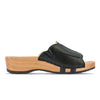 [Schwarz] Anna Damen Clog Pantolette, farbe: schwarz, damen clog pantolette mit biegsamer nachhaltiger weidenholzsohle, holzclogs woody, woody schuhe, woody shoes, handgemachte holzschuhe aus österreich, kärnten