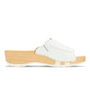 [Weiss] Anna Damen Clog Pantolette, farbe: weiss, damen clog pantolette mit biegsamer nachhaltiger weidenholzsohle, holzclogs woody, woody schuhe, woody shoes, handgemachte holzschuhe aus österreich, kärnten