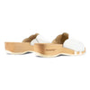 [Weiss] Anna Damen Clog Pantolette, farbe: weiss, damen clog pantolette mit biegsamer nachhaltiger weidenholzsohle, holzclogs woody, woody schuhe, woody shoes, handgemachte holzschuhe aus österreich, kärnten