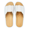 [Weiss] Anna Damen Clog Pantolette, farbe: weiss, damen clog pantolette mit biegsamer nachhaltiger weidenholzsohle, holzclogs woody, woody schuhe, woody shoes, handgemachte holzschuhe aus österreich, kärnten