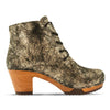 [Noirgold] Anne Clog Ankle Boots / stiefeletten, woody holzschuhe. ankle boots gefüttert, damenstiefel, stiefel, damenclogs mit flexibler, biegsamer holzsohle. holzclogs, clogs damen knöchel stiefel, damen clogs mit fussbett. ankleboots holz schuhe, holzclog, holzschuhe kaufen, farbe: noirgold (gold mit schwarzen cracks)