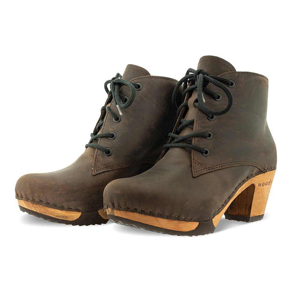 [Caffe] Anne Clog Ankle Boots / stiefeletten, woody holzschuhe. ankle boots gefüttert, damenstiefel, stiefel, damenclogs mit flexibler, biegsamer holzsohle. holzclogs, clogs damen knöchel stiefel, damen clogs mit fussbett. ankleboots holz schuhe, holzclog, holzschuhe kaufen, farbe: caffe