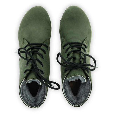 [Forest] Anne Clog Ankle Boots / stiefeletten, woody holzschuhe. ankle boots gefüttert, damenstiefel, stiefel, damenclogs mit flexibler, biegsamer holzsohle. holzclogs, clogs damen knöchel stiefel, damen clogs mit fussbett. ankleboots holz schuhe, holzclog, holzschuhe kaufen, farbe: forest (gruen)