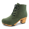 [Forest] Anne Clog Ankle Boots / stiefeletten, woody holzschuhe. ankle boots gefüttert, damenstiefel, stiefel, damenclogs mit flexibler, biegsamer holzsohle. holzclogs, clogs damen knöchel stiefel, damen clogs mit fussbett. ankleboots holz schuhe, holzclog, holzschuhe kaufen, farbe: forest (gruen)