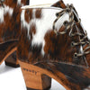 [Fell Natur] Betty Damen Fell Clog Ankle Boots mit biegsamer nachhaltiger holzsohle, farbe: fell natur (tricolore), holzclogs woody, woody schuhe, woody shoes, handgemachte holzschuhe aus österreich, kärnten