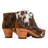 [Fell Natur] Betty Damen Fell Clog Ankle Boots mit biegsamer nachhaltiger holzsohle, farbe: fell natur (tricolore), holzclogs woody, woody schuhe, woody shoes, handgemachte holzschuhe aus österreich, kärnten