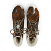 [Fell Natur] Betty Damen Fell Clog Ankle Boots mit biegsamer nachhaltiger holzsohle, farbe: fell natur (tricolore), holzclogs woody, woody schuhe, woody shoes, handgemachte holzschuhe aus österreich, kärnten