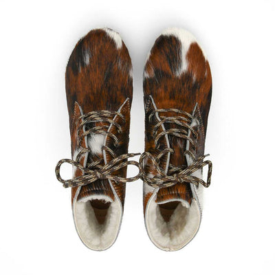[Fell Natur] Betty Damen Fell Clog Ankle Boots mit biegsamer nachhaltiger holzsohle, farbe: fell natur (tricolore), holzclogs woody, woody schuhe, woody shoes, handgemachte holzschuhe aus österreich, kärnten