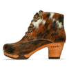 [Fell Natur] Betty Damen Fell Clog Ankle Boots mit biegsamer nachhaltiger holzsohle, farbe: fell natur (tricolore), holzclogs woody, woody schuhe, woody shoes, handgemachte holzschuhe aus österreich, kärnten