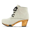 [Fell Weiss] Betty Damen Fell Clog Ankle Boots mit biegsamer nachhaltiger holzsohle, farbe: fell weiss, holzclogs woody, woody schuhe, woody shoes, handgemachte holzschuhe aus österreich, kärnten