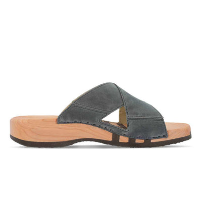 [Bleir] Carlo Herren Clog Pantolette - biegsamer nachhaltiger holzsohle, der bestseller, holzclogs woody, woody schuhe, woody shoes, handgemachte holzschuhe aus österreich, kärnten, farbe: bleir (Blei-Grau)