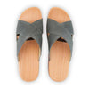 [Bleir] Carlo Herren Clog Pantolette - biegsamer nachhaltiger holzsohle, der bestseller, holzclogs woody, woody schuhe, woody shoes, handgemachte holzschuhe aus österreich, kärnten, farbe: bleir (Blei-Grau)