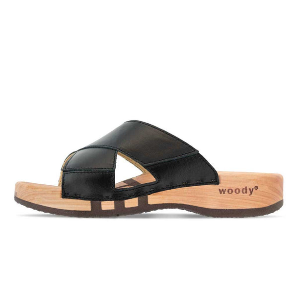 [Schwarz] Carlo Herren Clog Pantolette - biegsamer nachhaltiger holzsohle, der bestseller, holzclogs woody, woody schuhe, woody shoes, handgemachte holzschuhe aus österreich, kärnten, farbe: schwarz 