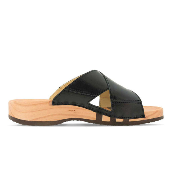 [Schwarz] Carlo Herren Clog Pantolette - biegsamer nachhaltiger holzsohle, der bestseller, holzclogs woody, woody schuhe, woody shoes, handgemachte holzschuhe aus österreich, kärnten, farbe: schwarz 