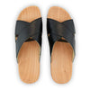 [Schwarz] Carlo Herren Clog Pantolette - biegsamer nachhaltiger holzsohle, der bestseller, holzclogs woody, woody schuhe, woody shoes, handgemachte holzschuhe aus österreich, kärnten, farbe: schwarz 
