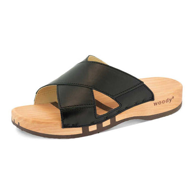 [Schwarz] Carlo Herren Clog Pantolette - biegsamer nachhaltiger holzsohle, der bestseller, holzclogs woody, woody schuhe, woody shoes, handgemachte holzschuhe aus österreich, kärnten, farbe: schwarz 
