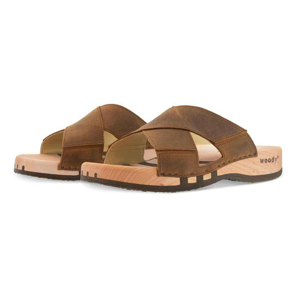 [Tabacco] Carlo Herren Clog Pantolette - biegsamer nachhaltiger holzsohle, der bestseller, holzclogs woody, woody schuhe, woody shoes, handgemachte holzschuhe aus österreich, kärnten, farbe: tabacco (braun)