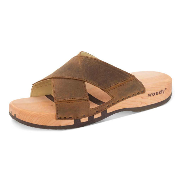 [Tabacco] Carlo Herren Clog Pantolette - biegsamer nachhaltiger holzsohle, der bestseller, holzclogs woody, woody schuhe, woody shoes, handgemachte holzschuhe aus österreich, kärnten, farbe: tabacco (braun)