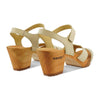 [Creme] Carmen Damen Clog Sandalette, farbe: creme_clogs sandalen damen mit biegsamer nachhaltiger weidenholzsohle und knöchelriemchen, holzclogs woody, woody schuhe, woody shoes, handgemachte holzschuhe aus österreich, kärnten