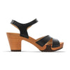 [Schwarz] Carmen Damen Clog Sandalette, farbe: schwarz_clogs sandalen damen mit biegsamer nachhaltiger weidenholzsohle und knöchelriemchen, holzclogs woody, woody schuhe, woody shoes, handgemachte holzschuhe aus österreich, kärnten
