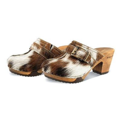 [Natur Fell] Claudia Damen Fell Clog, farbe: fell natur_clogs pantolette damen mit absatz auf biegsamer nachhaltiger weidenholzsohle, holzclogs woody, woody schuhe, woody shoes, handgemachte holzschuhe aus österreich, kärnten