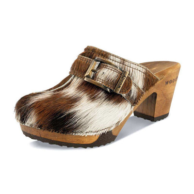 [Natur Fell] Claudia Damen Fell Clog, farbe: fell natur_clogs pantolette damen mit absatz auf biegsamer nachhaltiger weidenholzsohle, holzclogs woody, woody schuhe, woody shoes, handgemachte holzschuhe aus österreich, kärnten