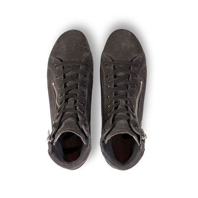[Graphit] Roxy Damen Clog Sneaker von woody Schuhe. Clogs Damen roxy, clog sneakers für damen mit hohem schaft und biegsamer nachhaltiger holzsohle, farbe: titan, holzclogs woody, woody schuhe, woody shoes, handgemachte holzschuhe aus österreich, kärnten