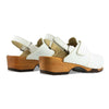 [Weiss] Cornelia Damen Clog, farbe: weiss_clogs damen, arbeitsschuh mit biegsamer nachhaltiger weidenholzsohle, holzclogs woody, woody schuhe, woody shoes, handgemachte holzschuhe aus österreich, kärnten