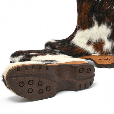 [Fell Natur] Rose Fell Damen Schlupfstiefel mit biegsamer nachhaltiger holzsohle, farbe: fell natur, holzclogs woody, woody schuhe, woody shoes, handgemachte holzschuhe aus österreich, kärnten