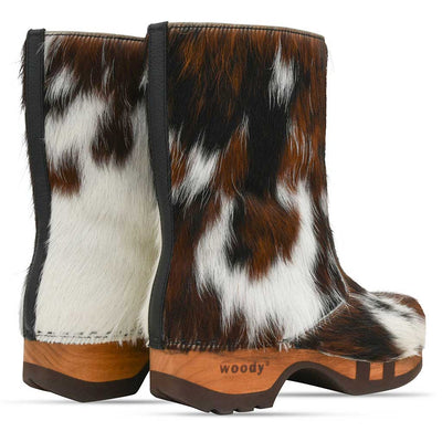 [Fell Natur] Rose Fell Damen Schlupfstiefel mit biegsamer nachhaltiger holzsohle, farbe: fell natur, holzclogs woody, woody schuhe, woody shoes, handgemachte holzschuhe aus österreich, kärnten