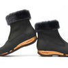 [Nero] Elke Damen Clog Stiefelette mit biegsamer nachhaltiger holzsohle, lammfellfutter und kragen, farbe: nero, holzclogs woody, woody schuhe, woody shoes, handgemachte holzschuhe aus österreich, kärnten