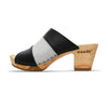 [Schwarz-Silber Glitzer] Ella Damen Clog Pantolette "Glam Line" – elegant, mit biegsamer Sohle – Farbe: Schwarz-Silber Glitzer