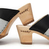 [Schwarz-Silber Glitzer] Ella Damen Clog Pantolette "Glam Line" – elegant, mit biegsamer Sohle – Farbe: Schwarz-Silber Glitzer